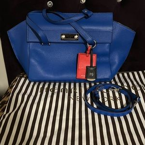 Henri Bendel Royal Blue Modern Icon Convertible Leather Satchel
